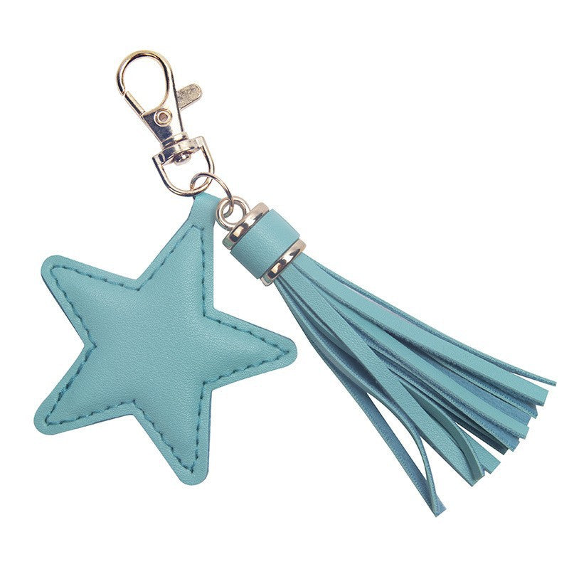 Wholesale Five-pointed Star Tassel Leather Keychain